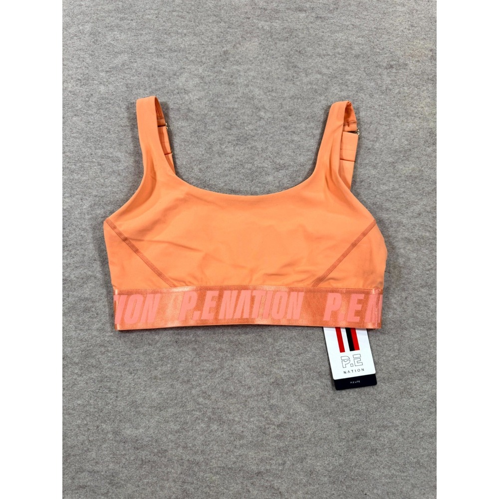P.E Nation Backcheck Sports Bra Womens M Cantaloupe Scoop Neck Adjustable Straps
